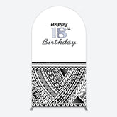 Aperturee - Aperturee Black Polynesian Patterns 18th Birthday Arch Backdrop